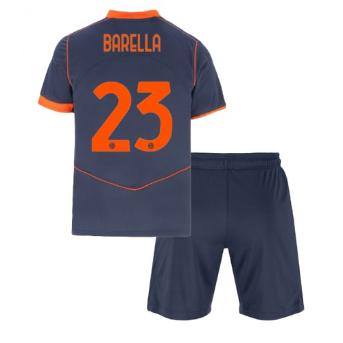Dětský fotbalový dres Inter Milan Nicolo Barella #23 2025-26 Třetí Krátký Rukáv (+ trenýrky)